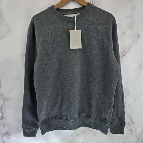 Everlane Sweatshirt Mens Grey Track Pullover Uniform Heathered Crewneck - Picture 2 of 13